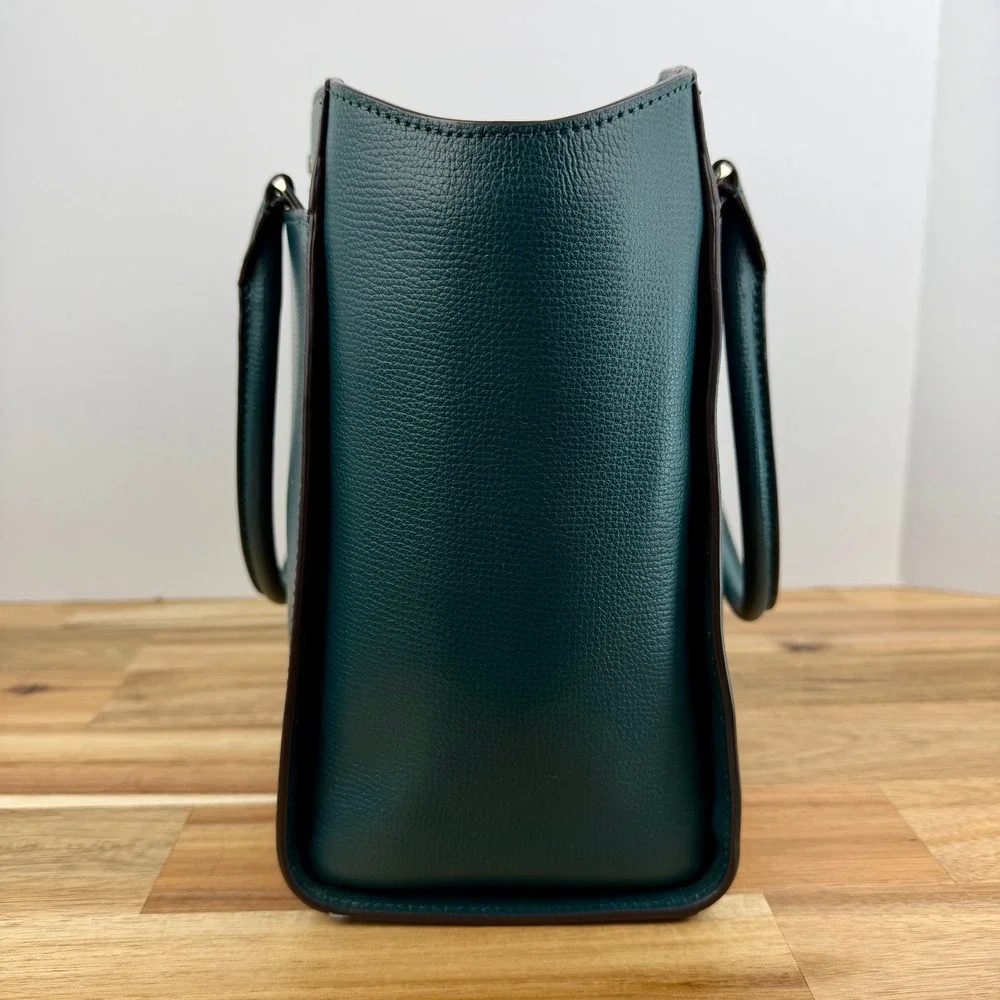Kate Spade New York Pebbled Leather Satchel Tote Bag Teal Green